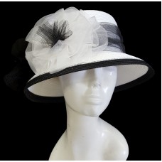 Mujer&apos;s Church Kentucky Derby Dress Wedding P.P Braid Summer Hat White/Black  eb-22247543